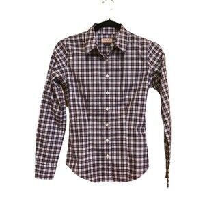 - PINK Thomas Pink Classic Button Down Check Long Sleeve Top Cotton US 6